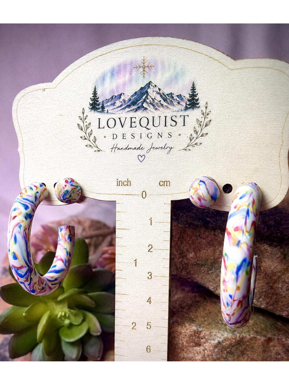 Färgfest | Colorful Marbled Hoop & Stud Earring Set